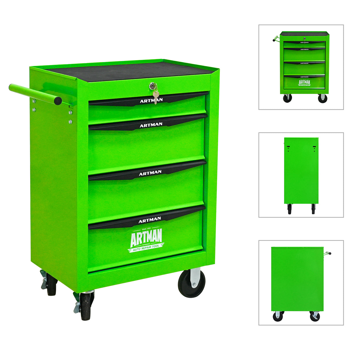 Rolling Metal Tool Chest with 4 Drawers - Green