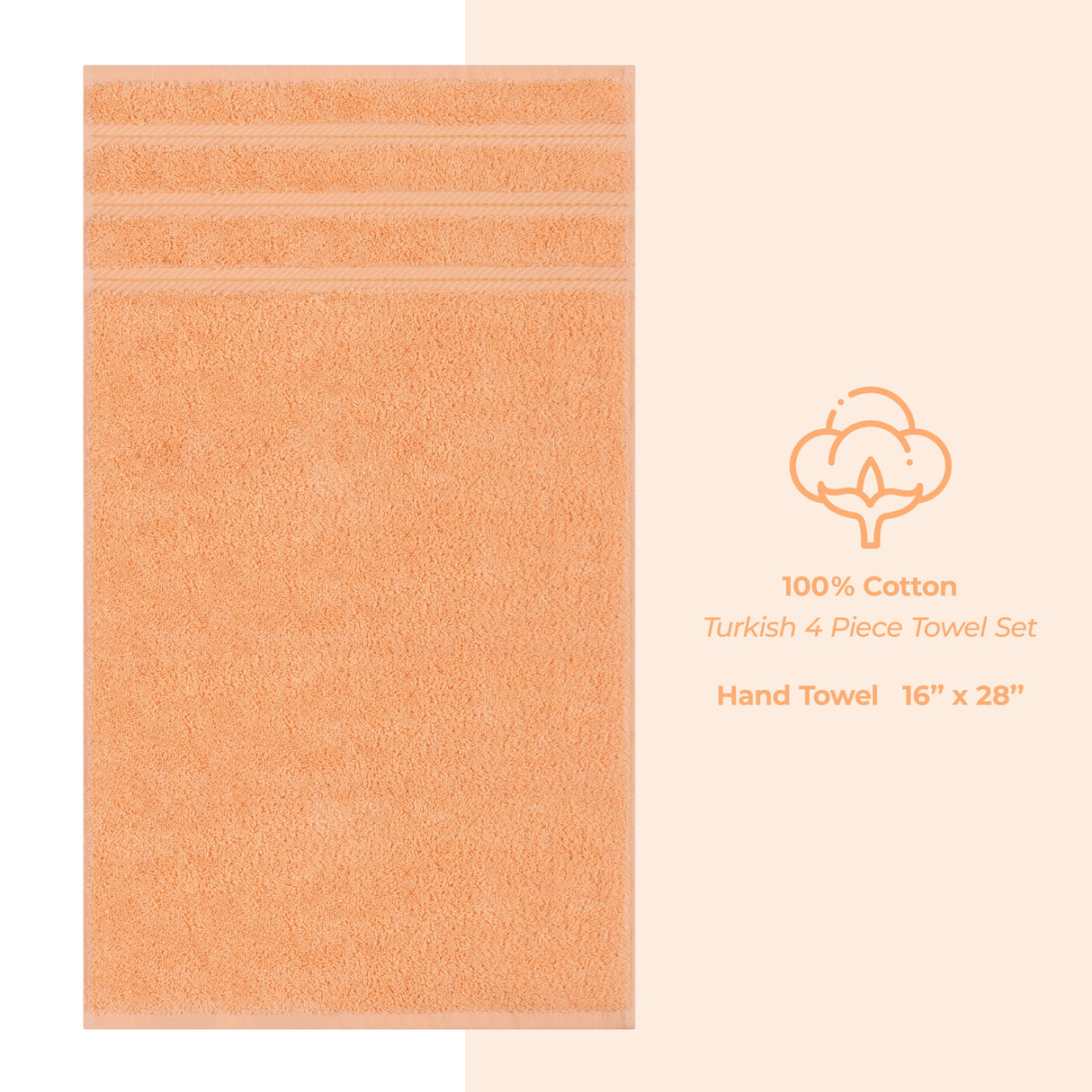 American Soft Linen 100% Cotton Turkish Towels, 4 Pack Hand Towel Set, Super Soft, Absorbent, Quick Dry Premium Towels