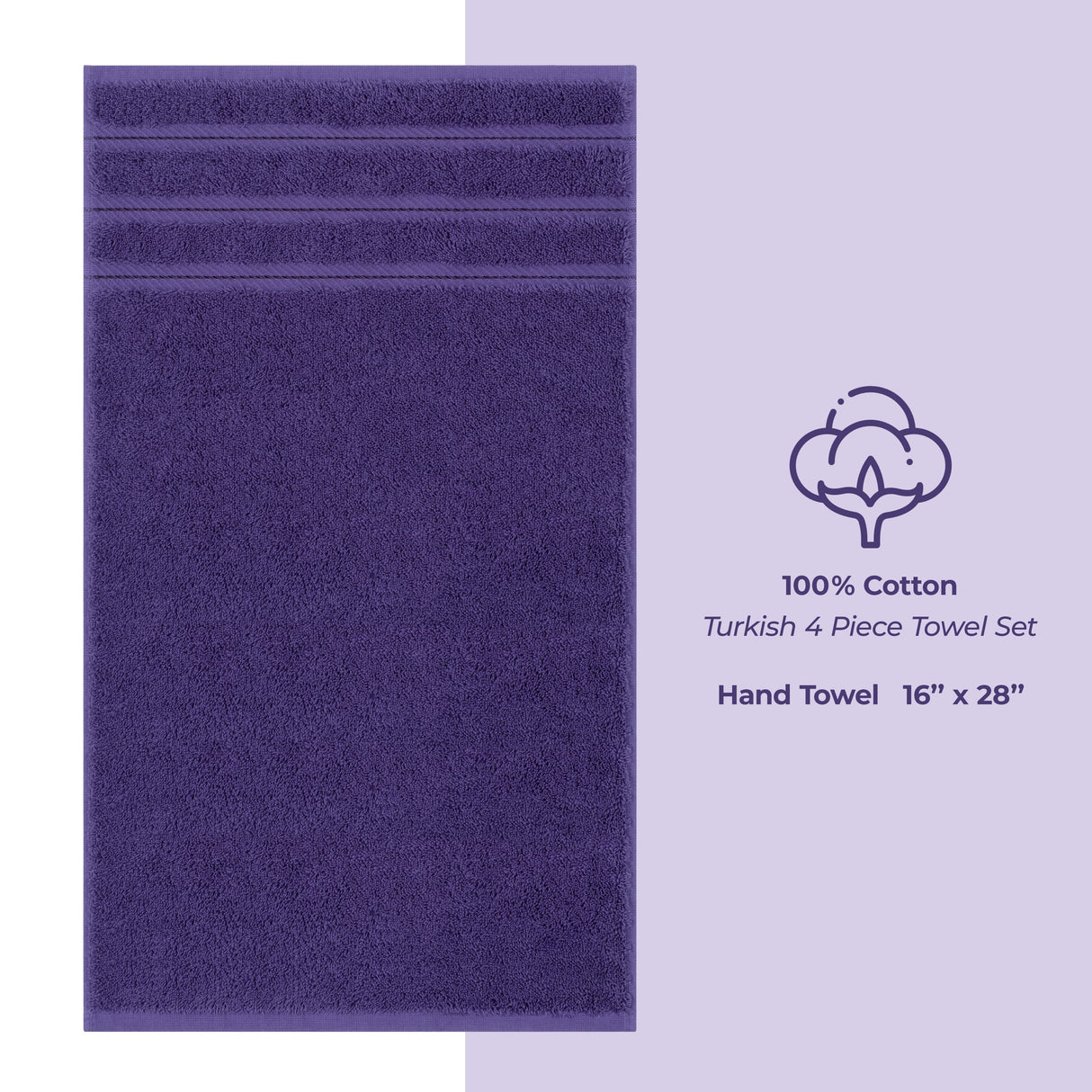American Soft Linen 100% Cotton Turkish Towels, 4 Pack Hand Towel Set, Super Soft, Absorbent, Quick Dry Premium Towels