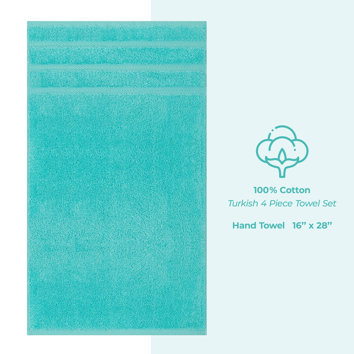 American Soft Linen 100% Cotton Turkish Towels, 4 Pack Hand Towel Set, Super Soft, Absorbent, Quick Dry Premium Towels