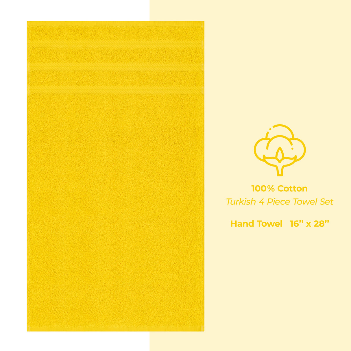 American Soft Linen 100% Cotton Turkish Towels, 4 Pack Hand Towel Set, Super Soft, Absorbent, Quick Dry Premium Towels