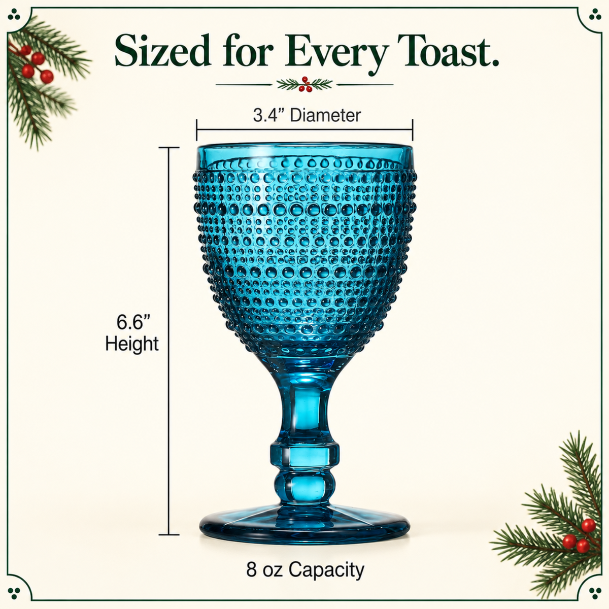 Tonal Hobnail Goblet, Stemmed Wine Glassware, Set of 6