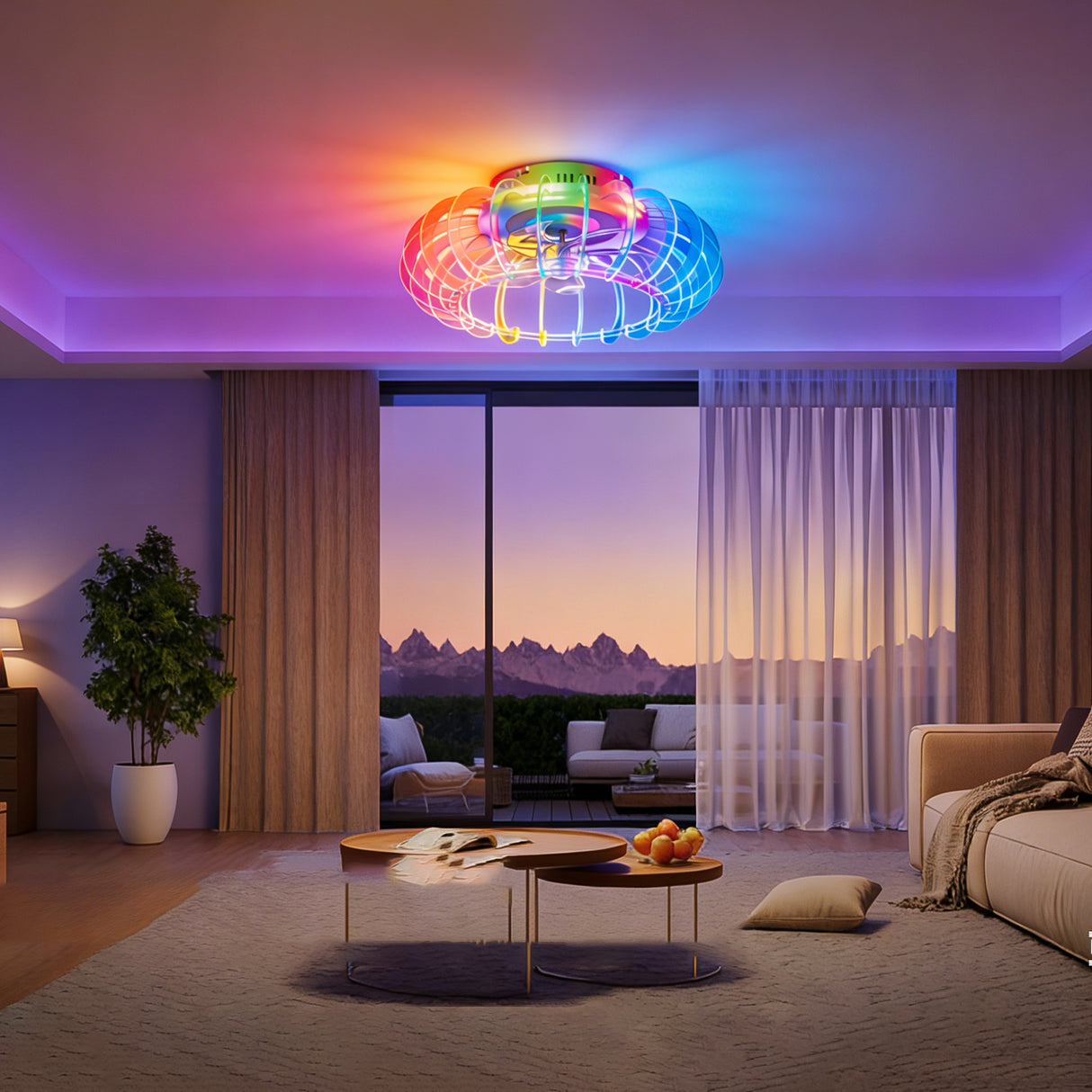 21'' Low Profile Bladeless Ceiling Fan with Lights