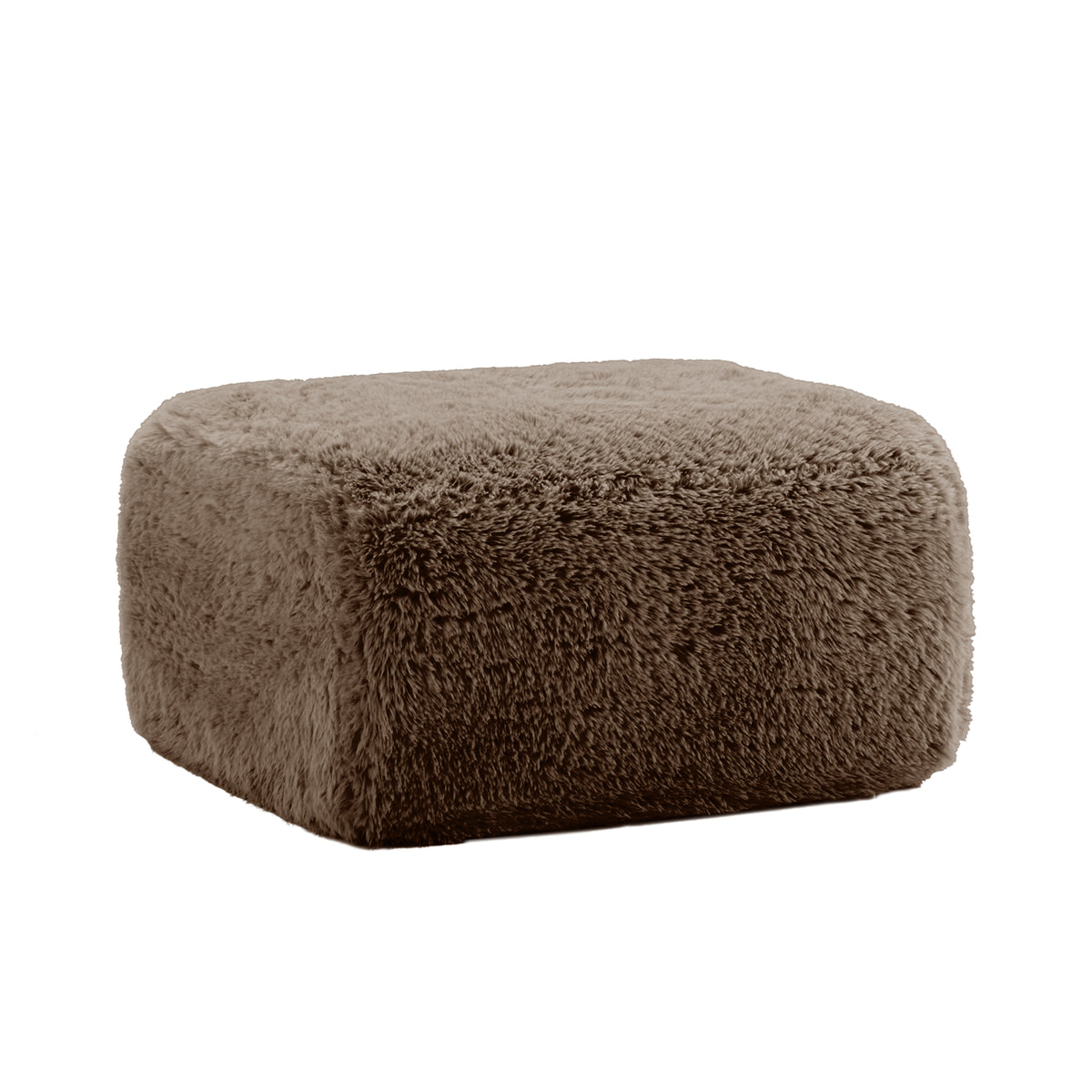 Aviana Ottoman in Plush Fabric - Chocolate