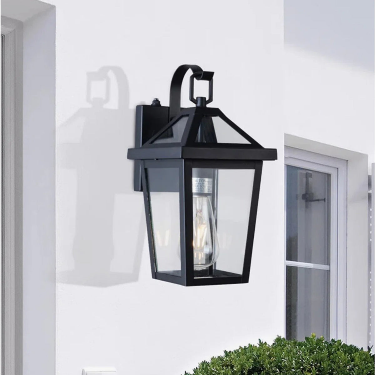 13-Inch Dusk to Dawn Outdoor Wall Light, Modern Black Waterproof Sconce