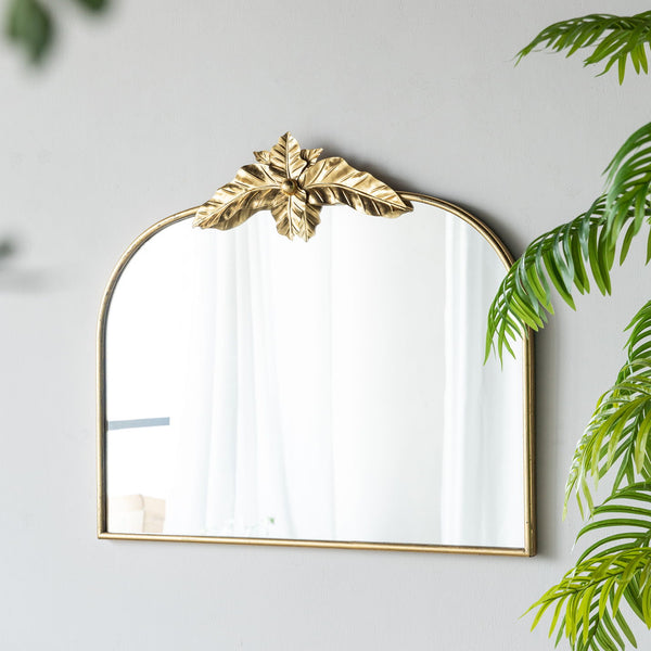 Arched Wall Mirror With Metal Frame, Wall Mirror For Living Room