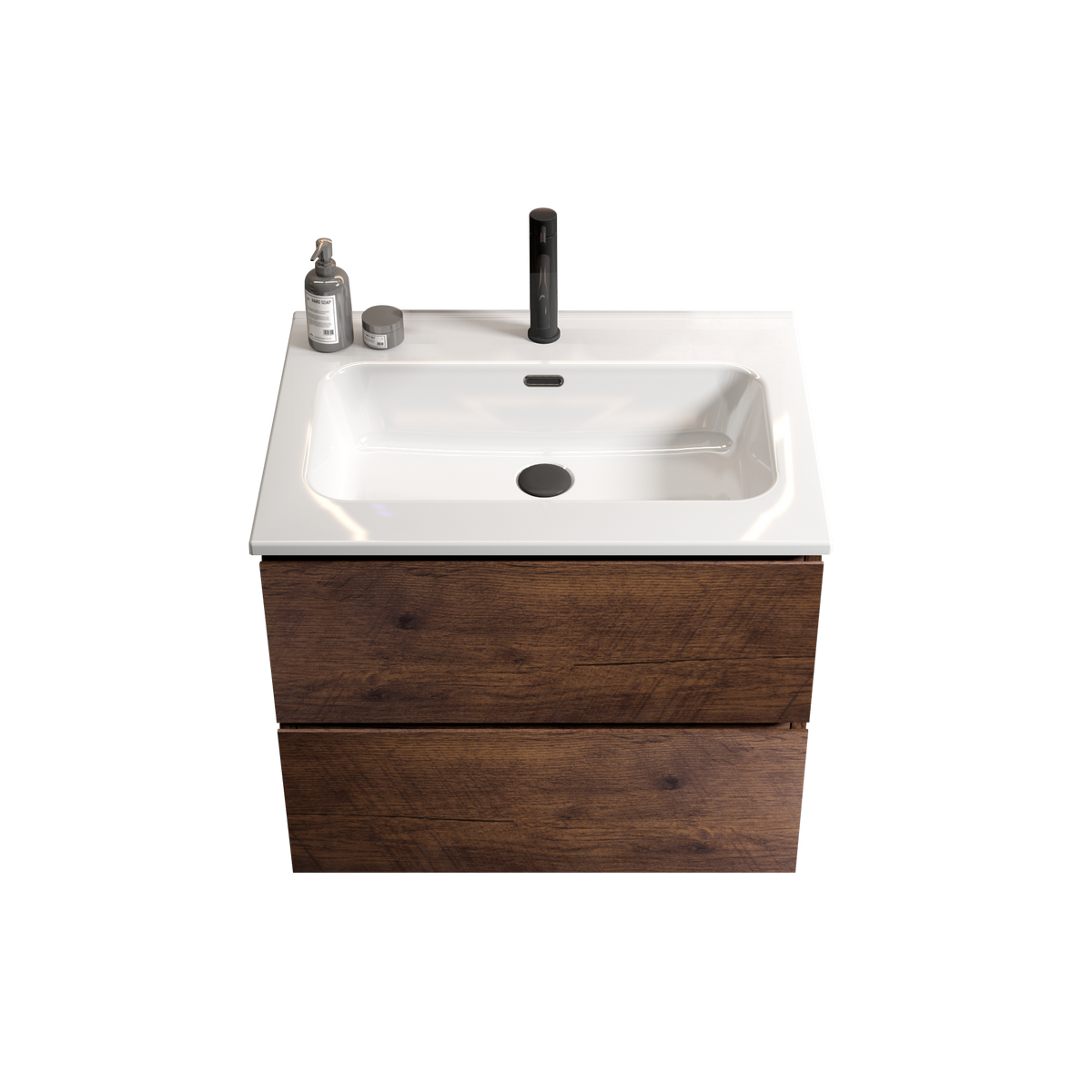 TIA 24-Inch Wall Mounted Bathroom Vanity, Walnut