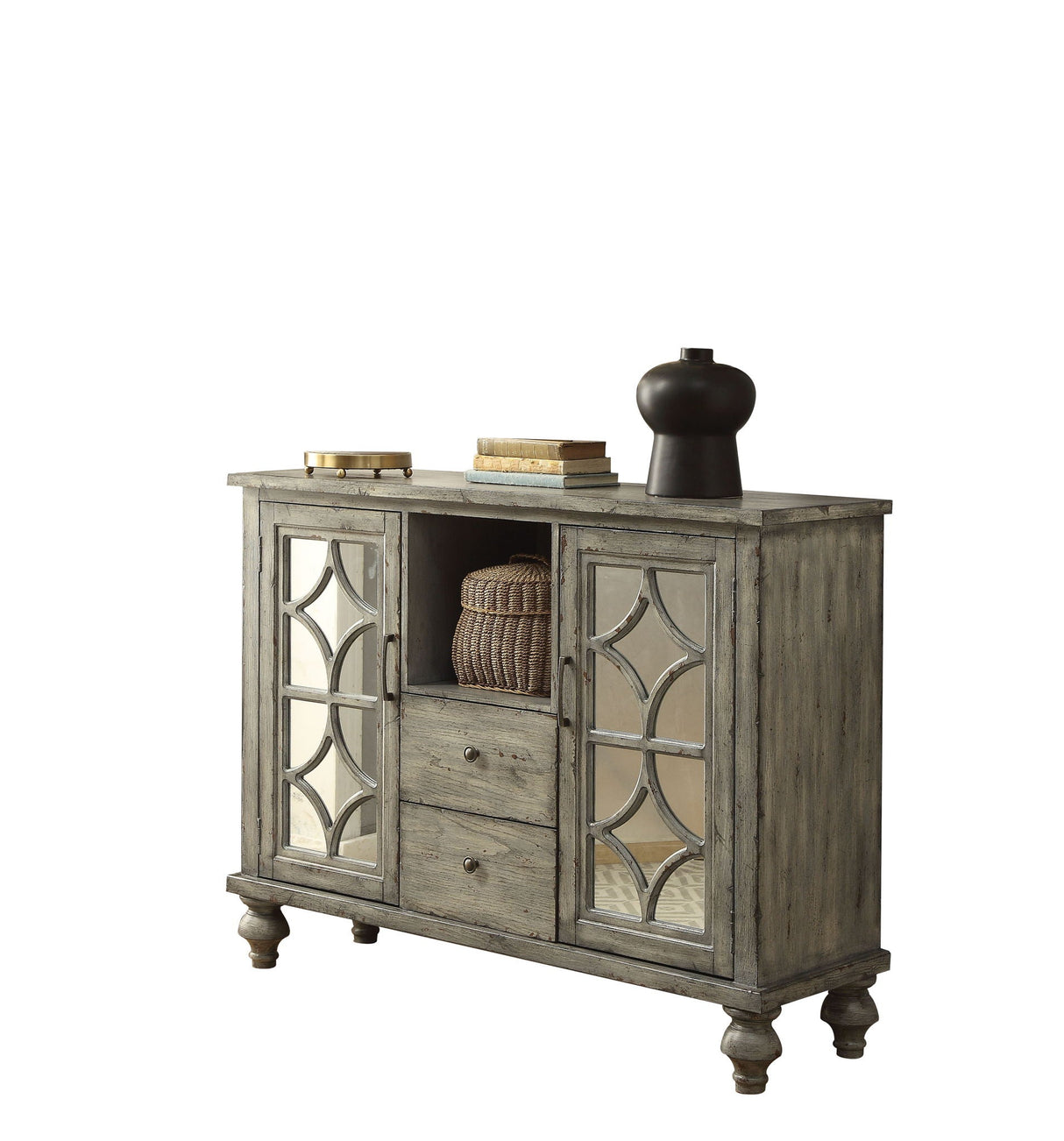 Velika - Weathered Console Table With 1 Open Compartment Storage - Gray - Best Buy Furniture