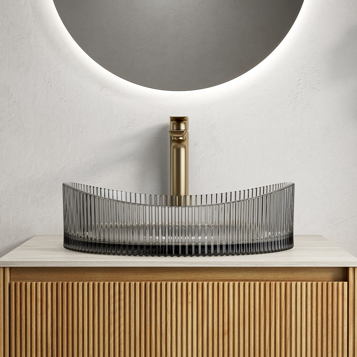 Lina 20'' Bathroom Yuanbao Shape Crystal Glass Sink