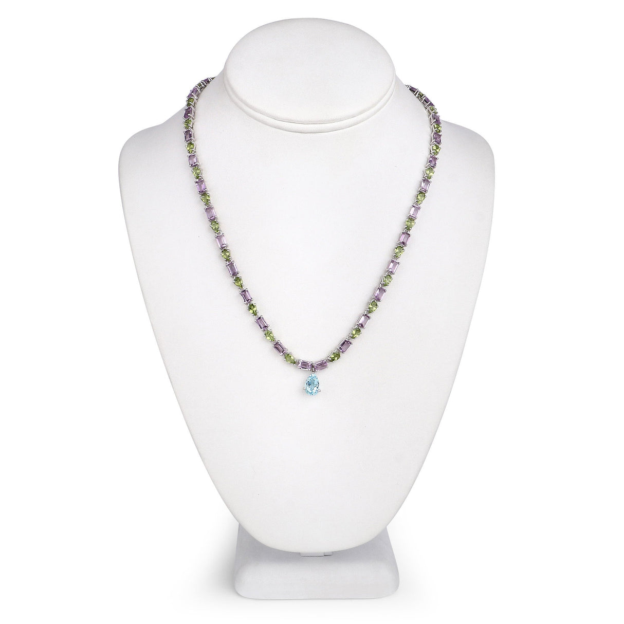 32.50 Carat Genuine Multi Stones .925 Sterling Silver Necklace