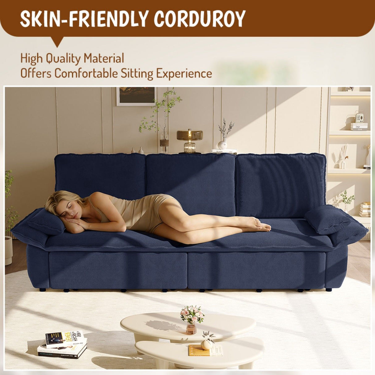 King Size Pull Out Sofa Bed, 3 In 1 Convertible Multifunctional