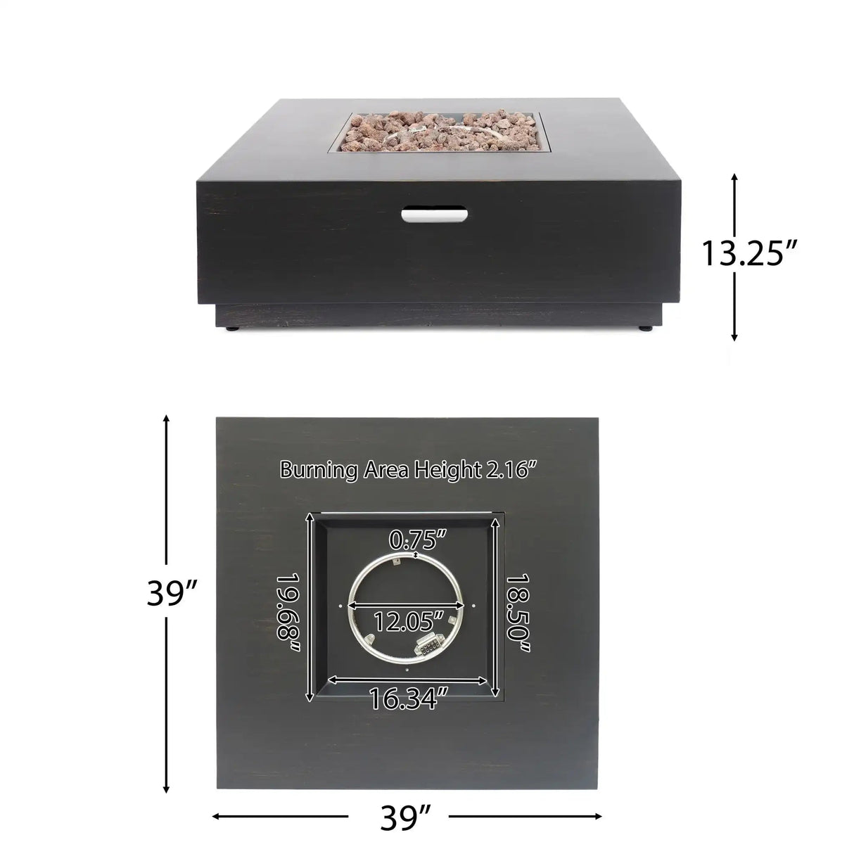 Modern Square Fire Pit With 50,000 Btu - Best Buy Furniture