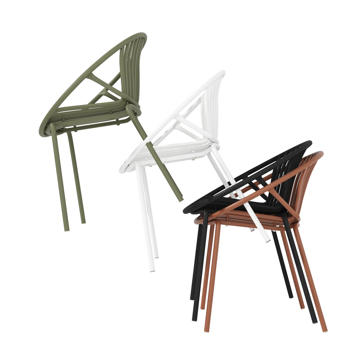 7 Pieces Outdoor Modern Expandable Dining Set with Stackable Chair