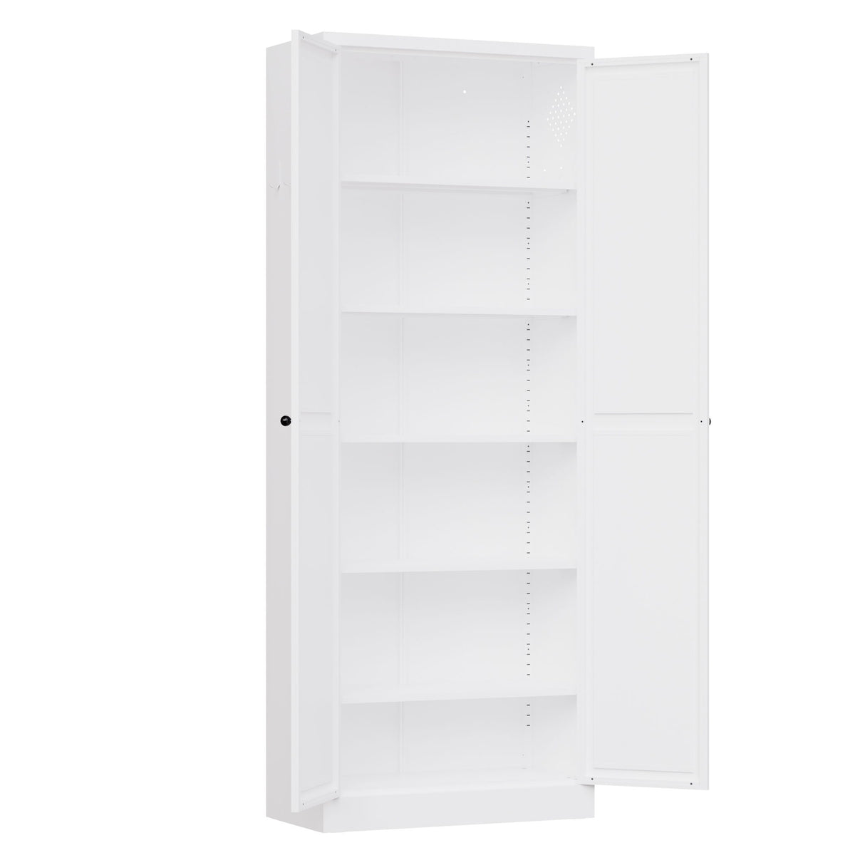 Kitchen Pantry Cabinet With Doors, Heavy-Duty Freestanding Storage Organizer With 5 Adjustable Shelves, Tool Free Assembly - White