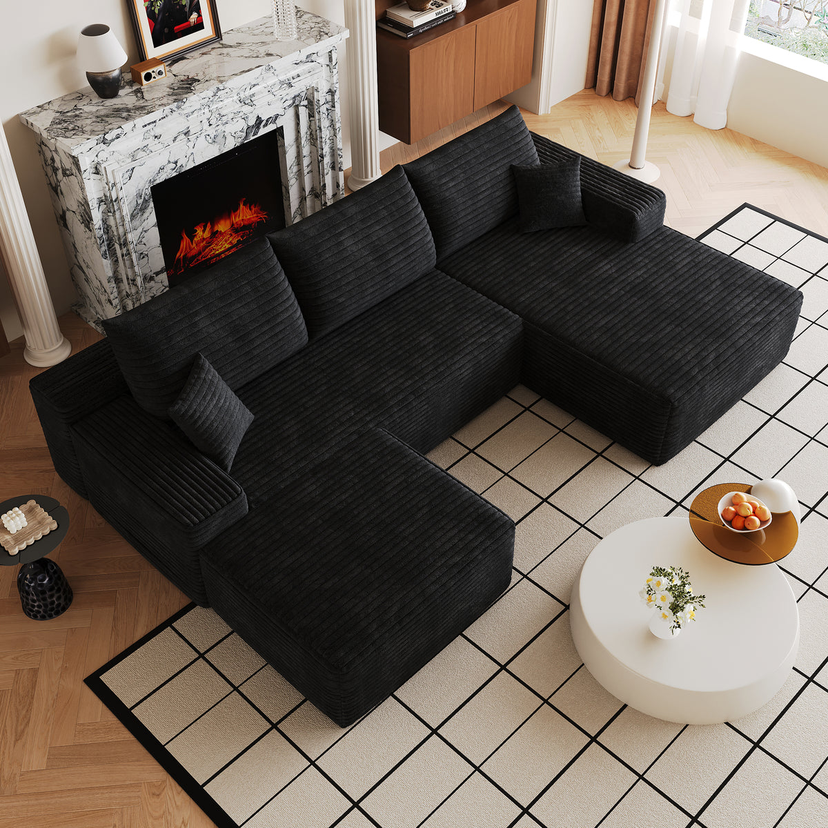 107" Cloud Sectional Sofa with Ottoman
