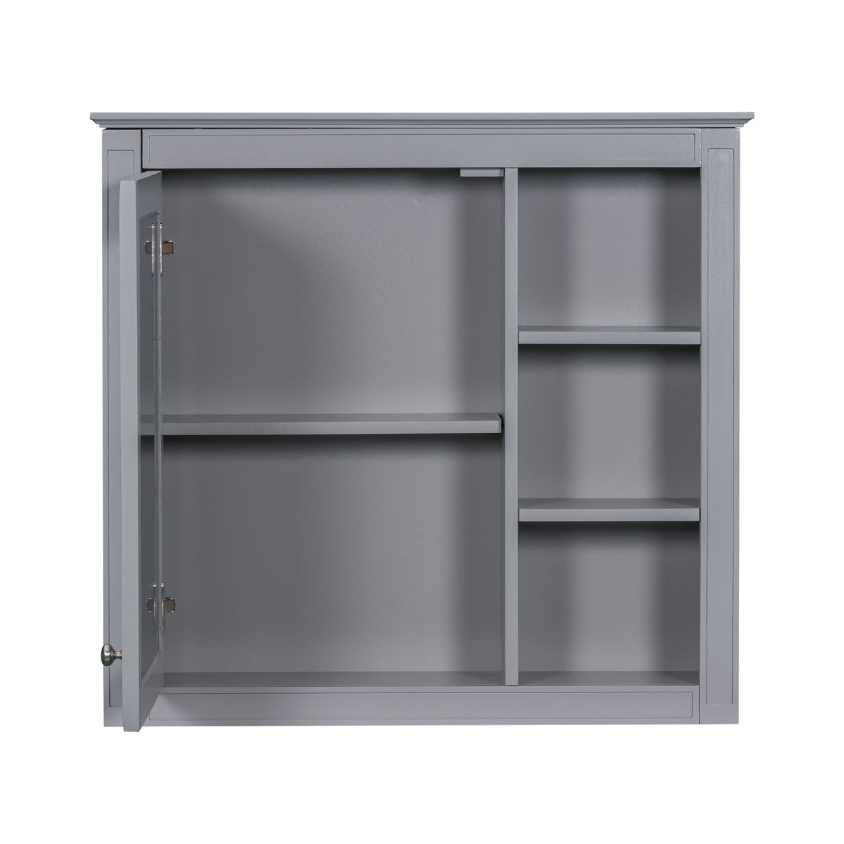 Bathroom Vanity With Top Sink, Freestanding Storage Cabinet With 2 Doors And 3 Drawers, Mirror Cabinet Included - Gray