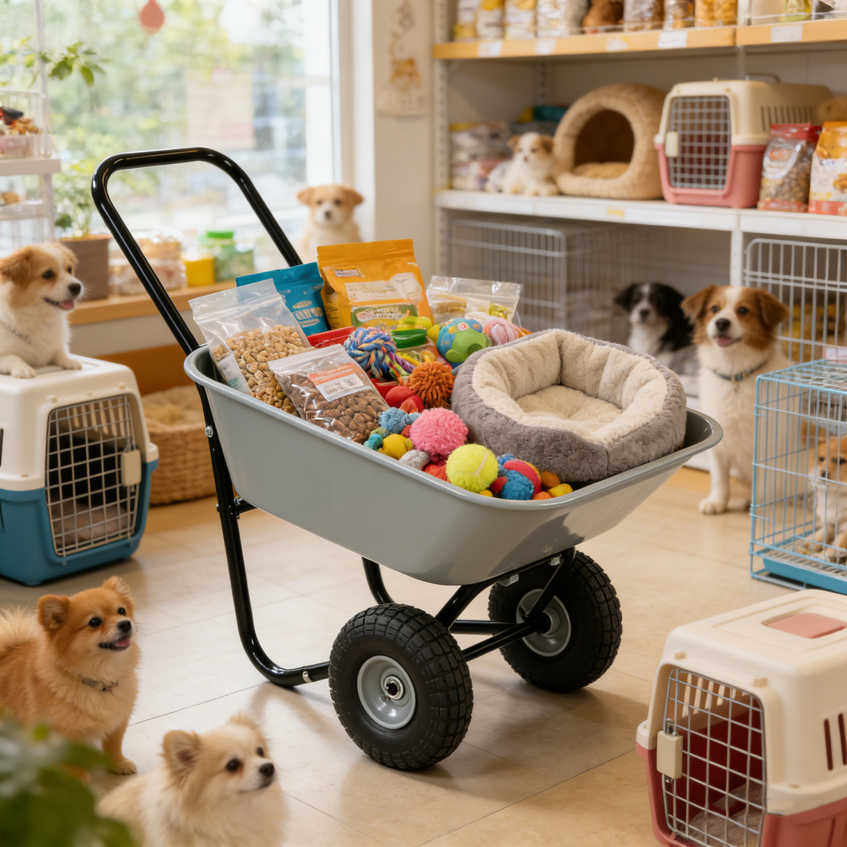 Two-Wheeled Cart with 10-Inch Pneumatic Wheels (Gray)