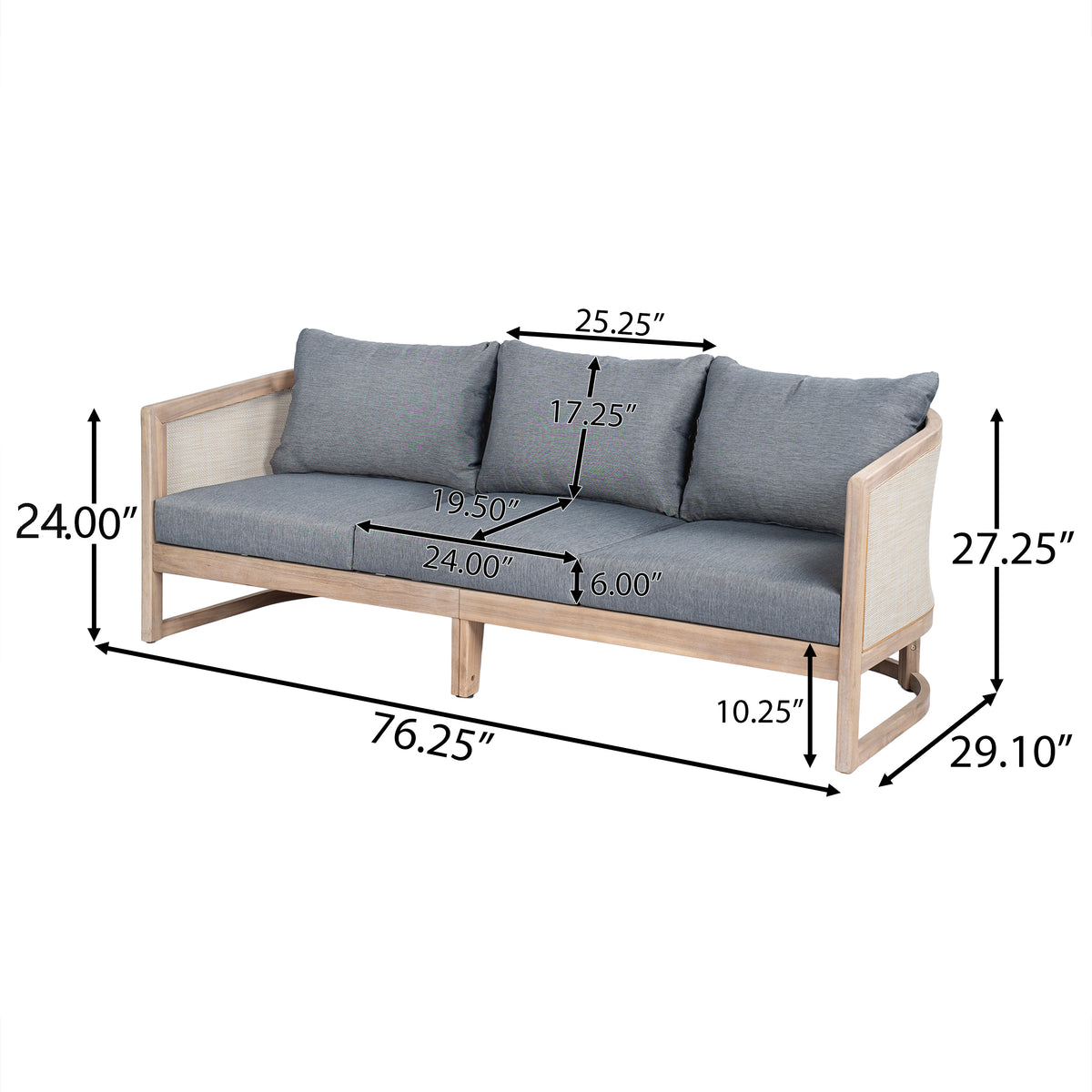 Catania Acacia 3 Seater Sofa