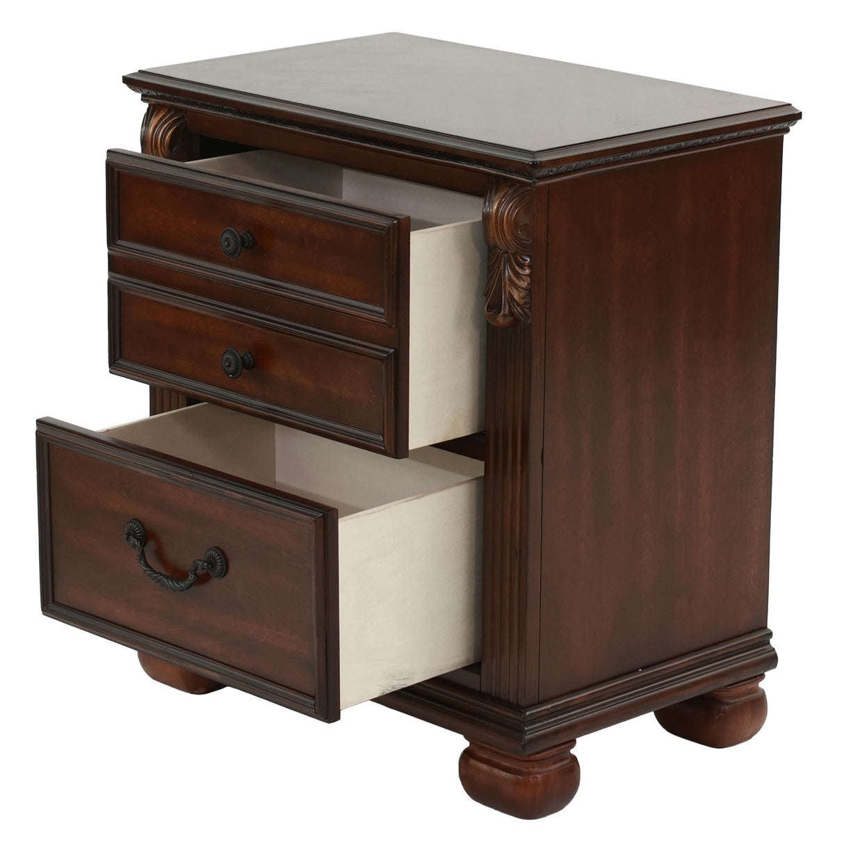 3 Piece Bedroom Set, Elegant Panel Bed With 2 Nightstands