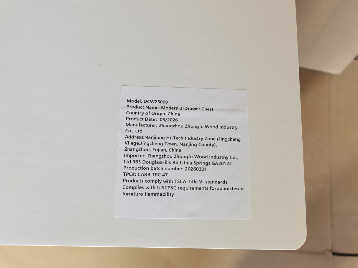 Modern 3 Drawer Dresser Chest