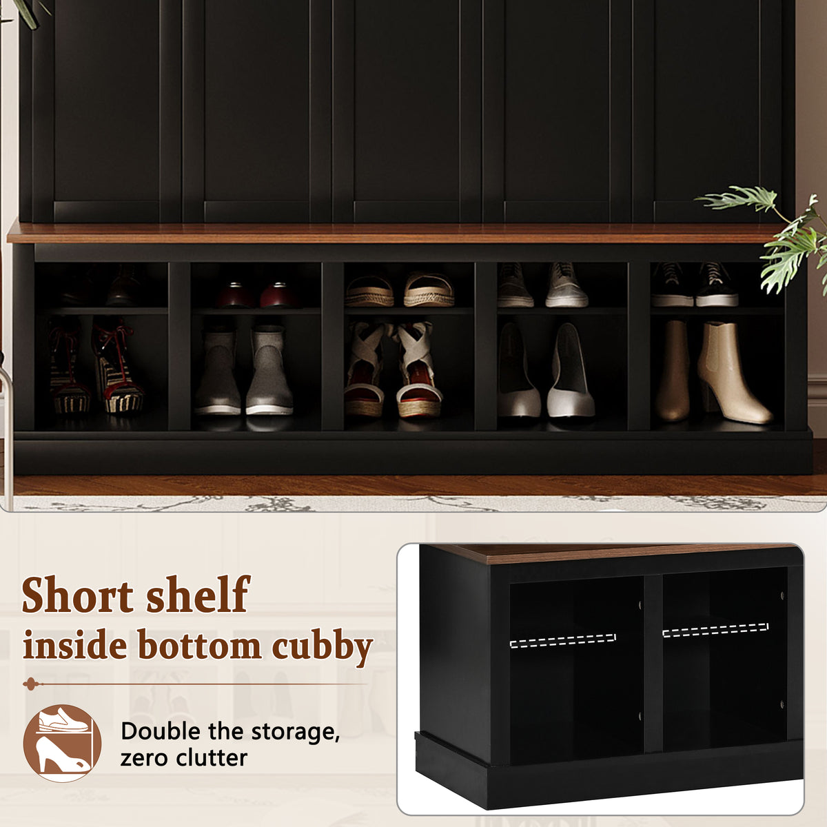 U-Can Farmhouse Entryway Storage Cabinet Coat Closet