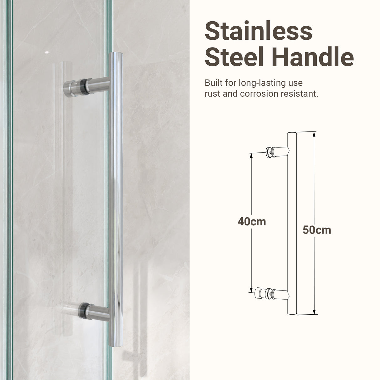 44"-48"W x 76"H Frameless Single Sliding Shower Door