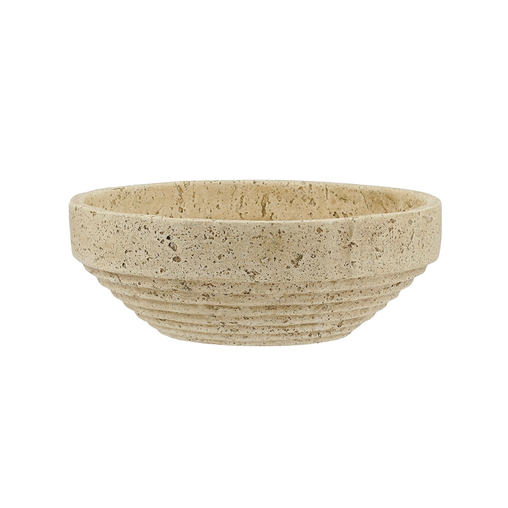 Cement Ribbed Decorative Bowl