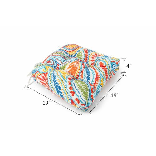 Outdoor Chair Cushions Set of 8 - Tufted Waterproof Seat Pads