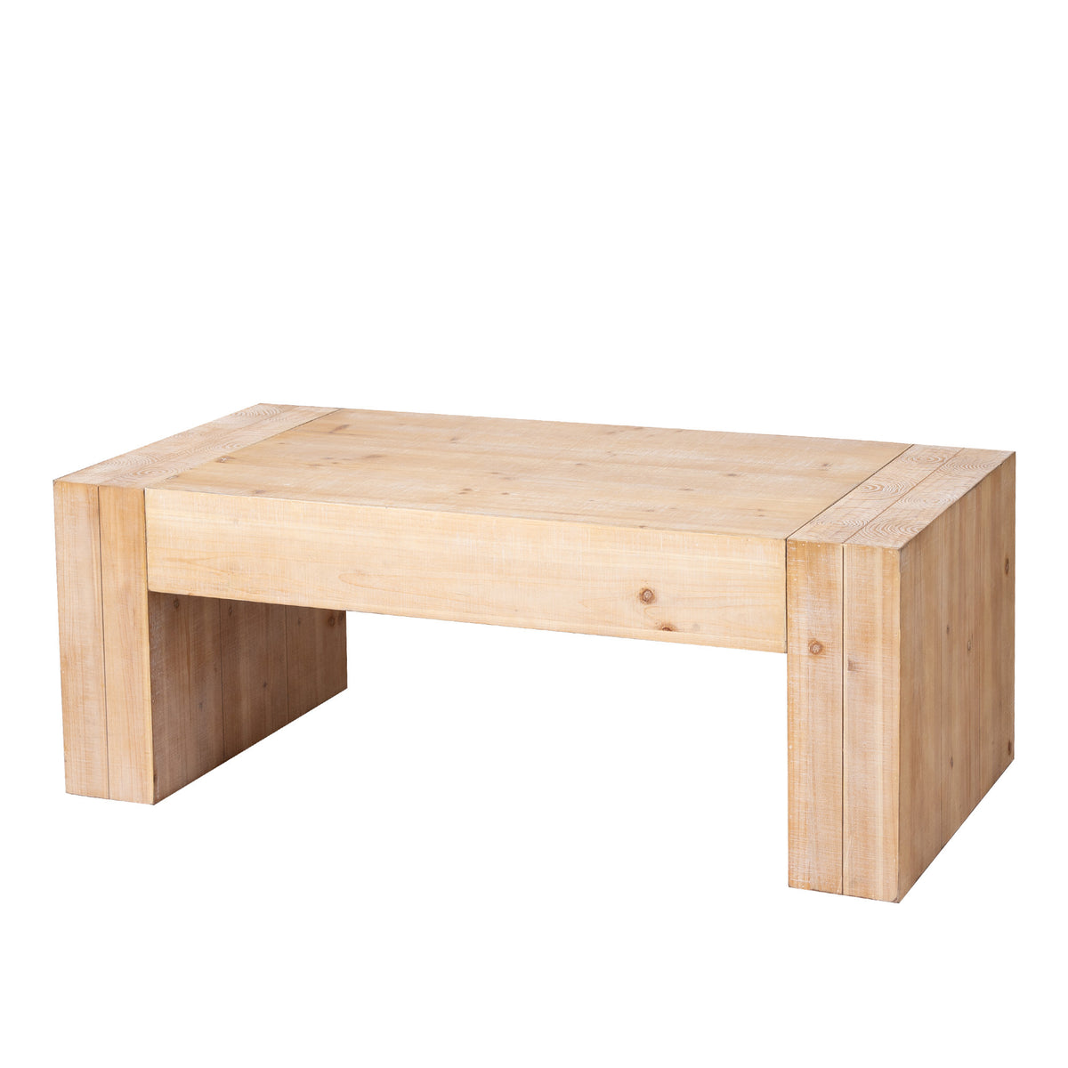49" Rustic Wood Coffee Table with Whitewashed Finish - Engineered Wood