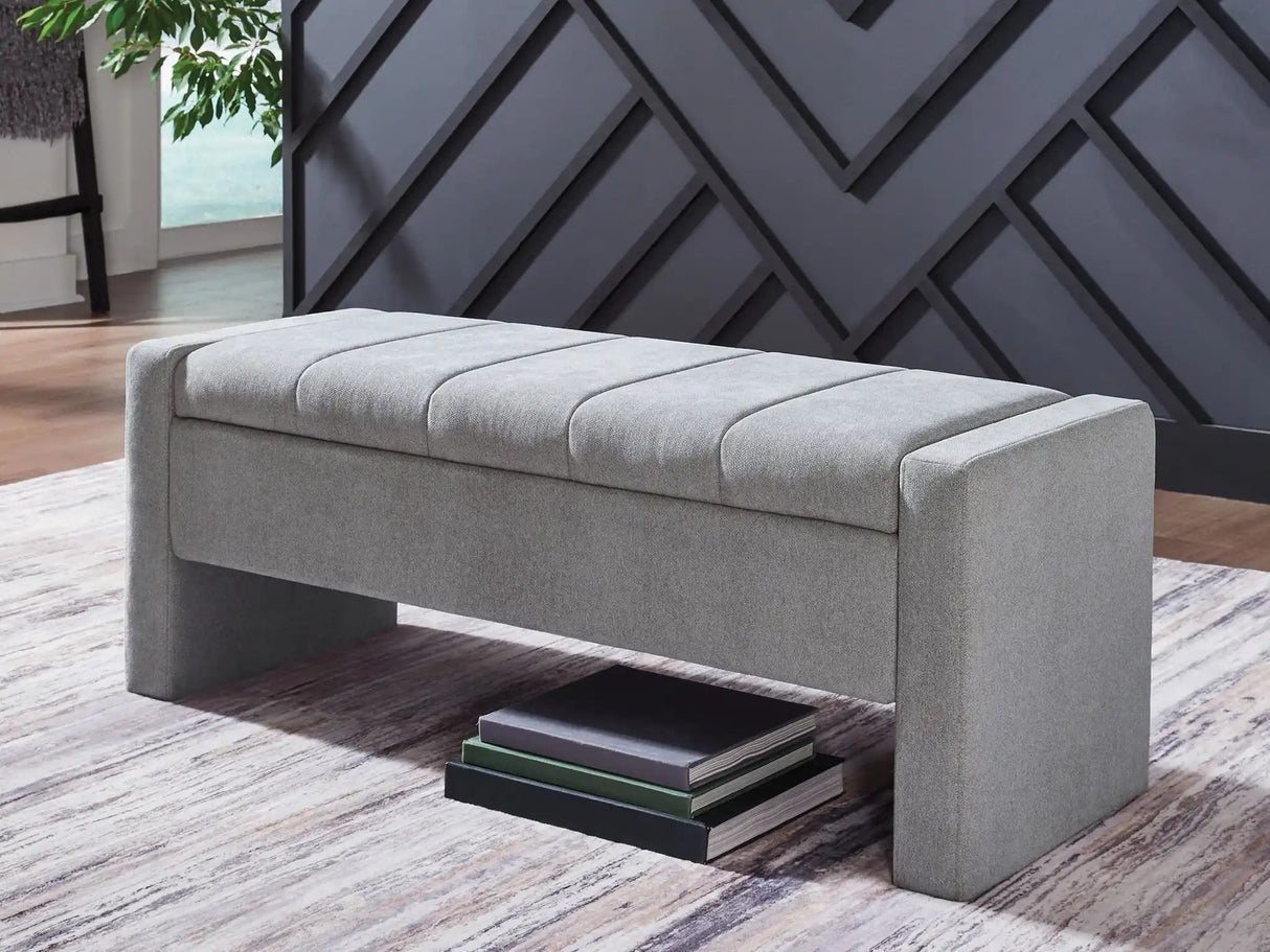 Akselman - Storage Bench - Gray - Best Buy Furniture