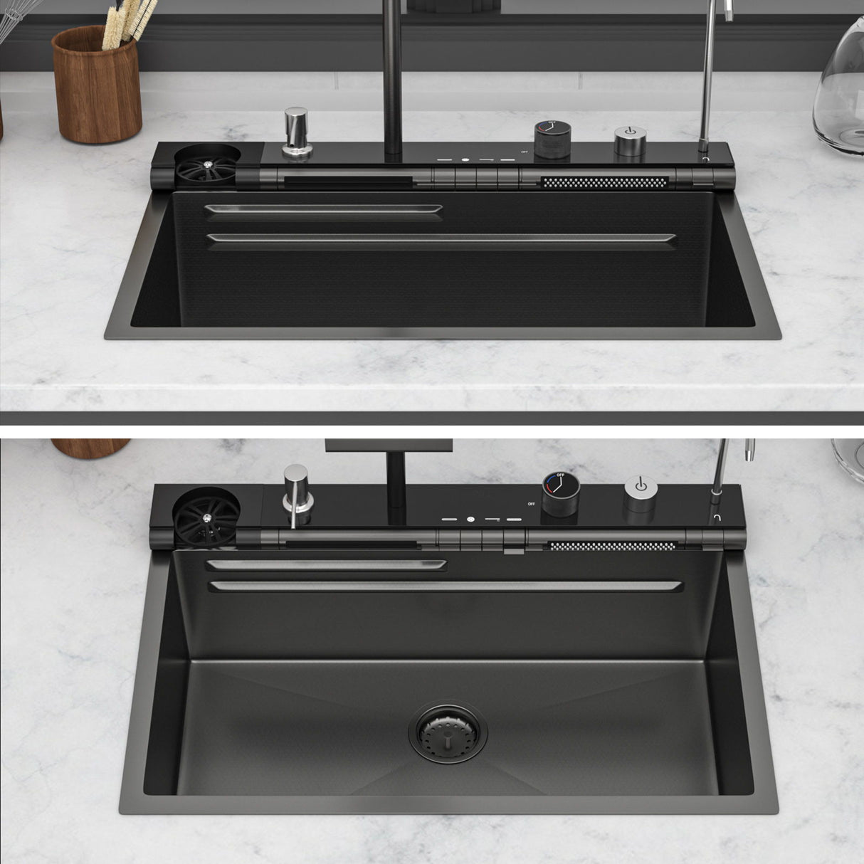 30" Single Bowl Kitchen Sink With Smart LED Faucet