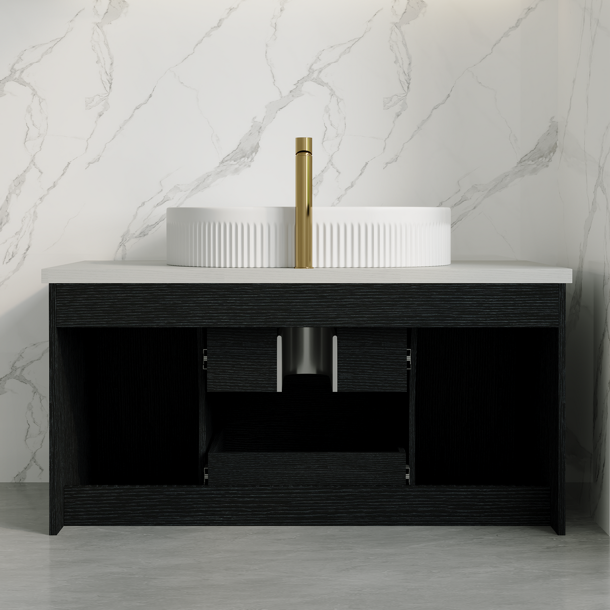 39.4 in Modern Floating Bathroom Vanity with Ceramic Sink