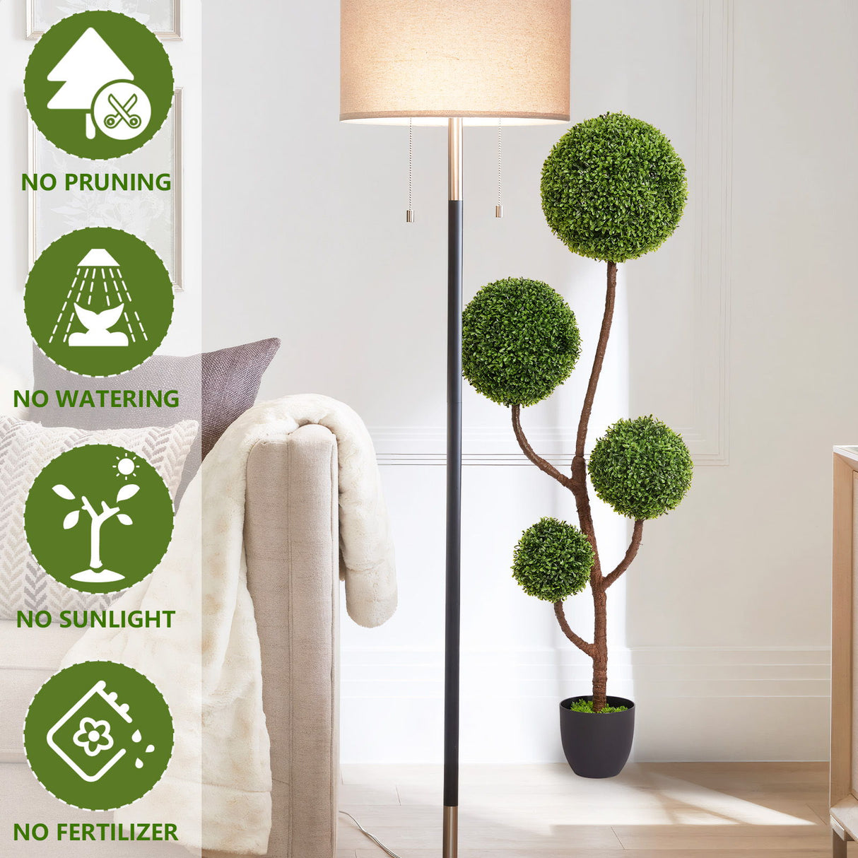 Artificial Boxwood Topiary Tree Triple Ball Shaped Faux Plant 150 Cm - Green