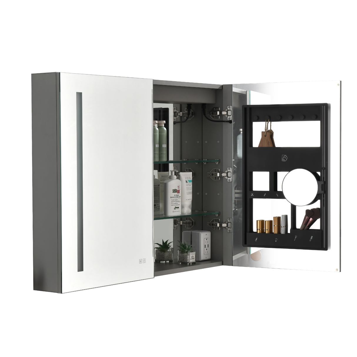 LED Large Rectangular Aluminum Alloy Surface Mount Medicine Cabinet