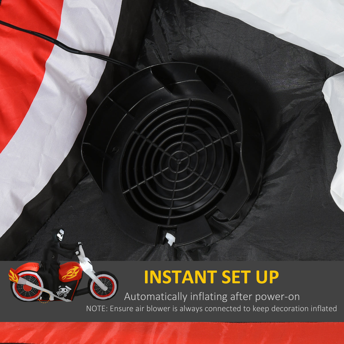 HOMCOM 6' Halloween Inflatable Grim Ghost Biker