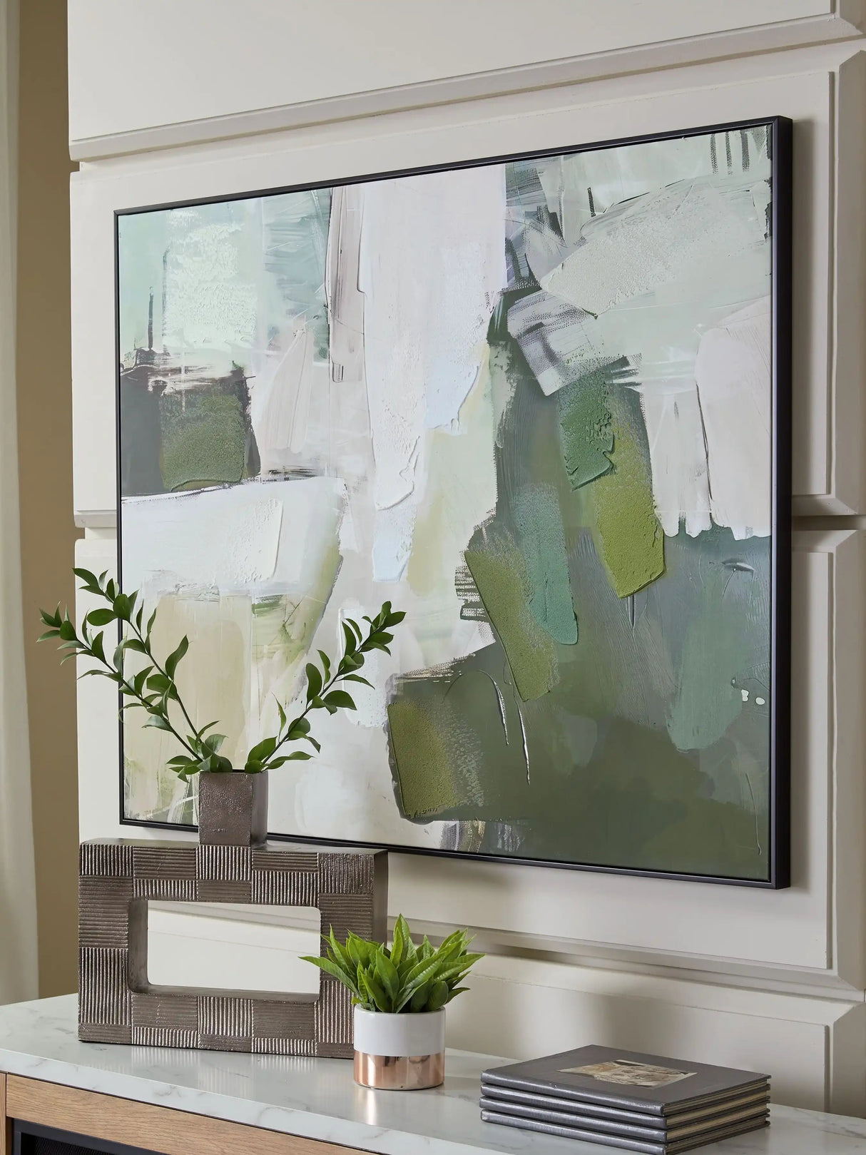 Vinick - Wall Art - Green / Gray / White - Best Buy Furniture