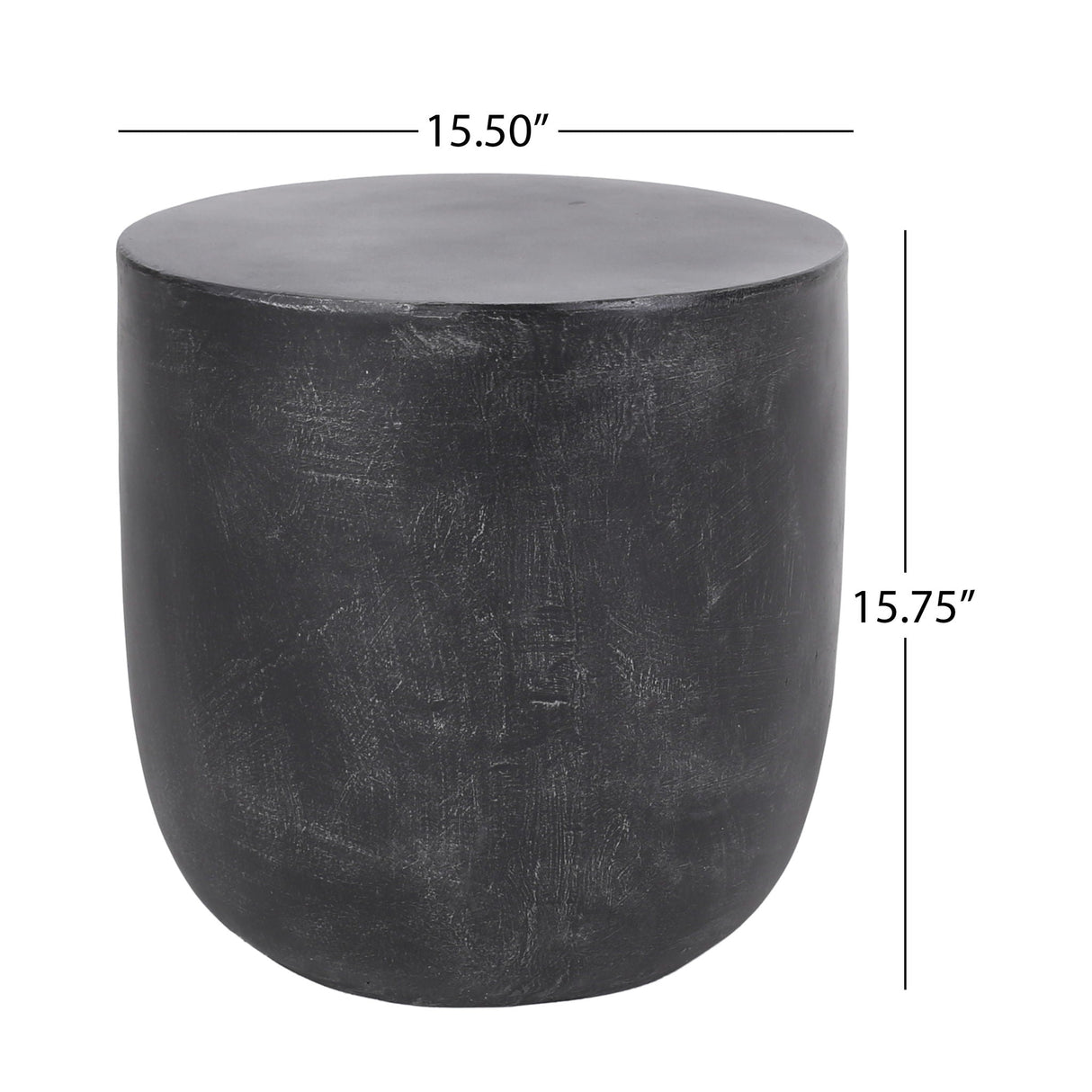 Outdoor Lightweight Concrete End Table With Natural Texture - Matte Black - Best Buy Furniture