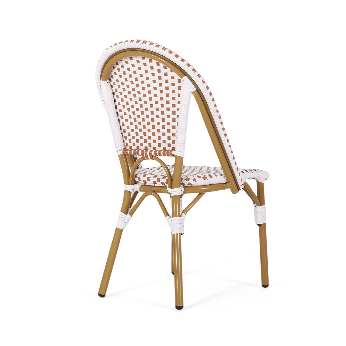 Outdoor PE Rattan and Aluminum French Bistro Chairs, Set of 2, Rusted