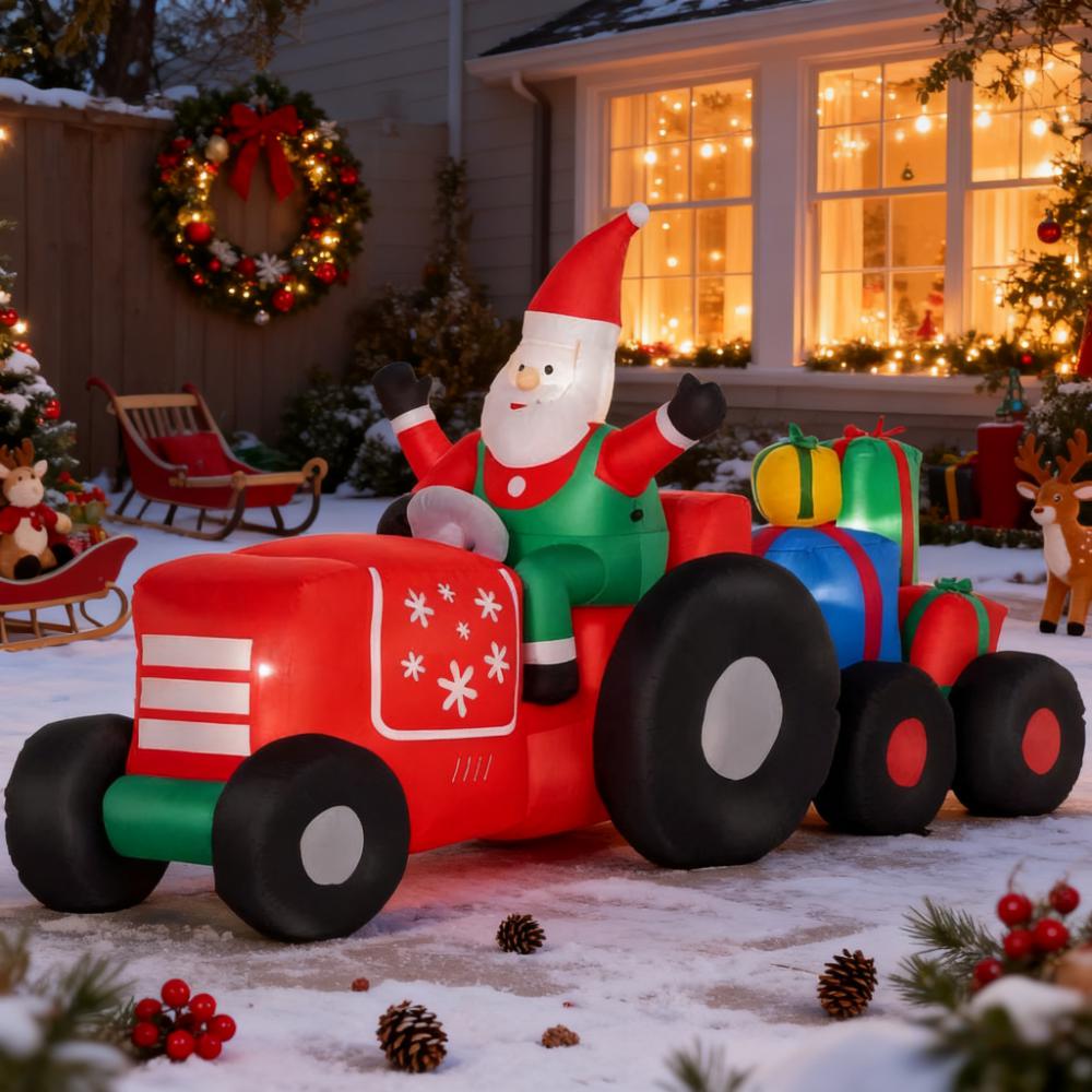 Inflatable Santa on Driving Trailer