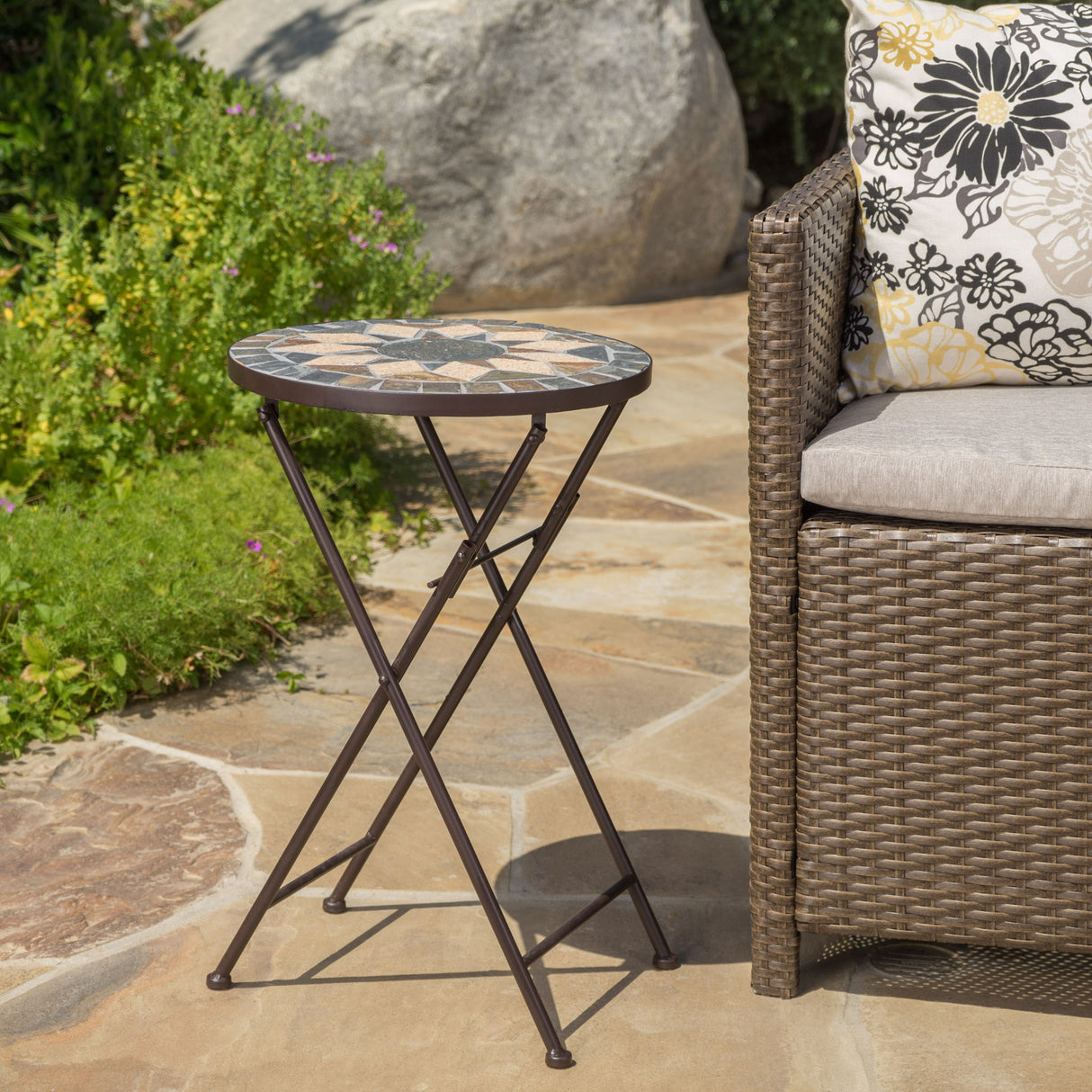 Silvester - End Table - Beige / Black