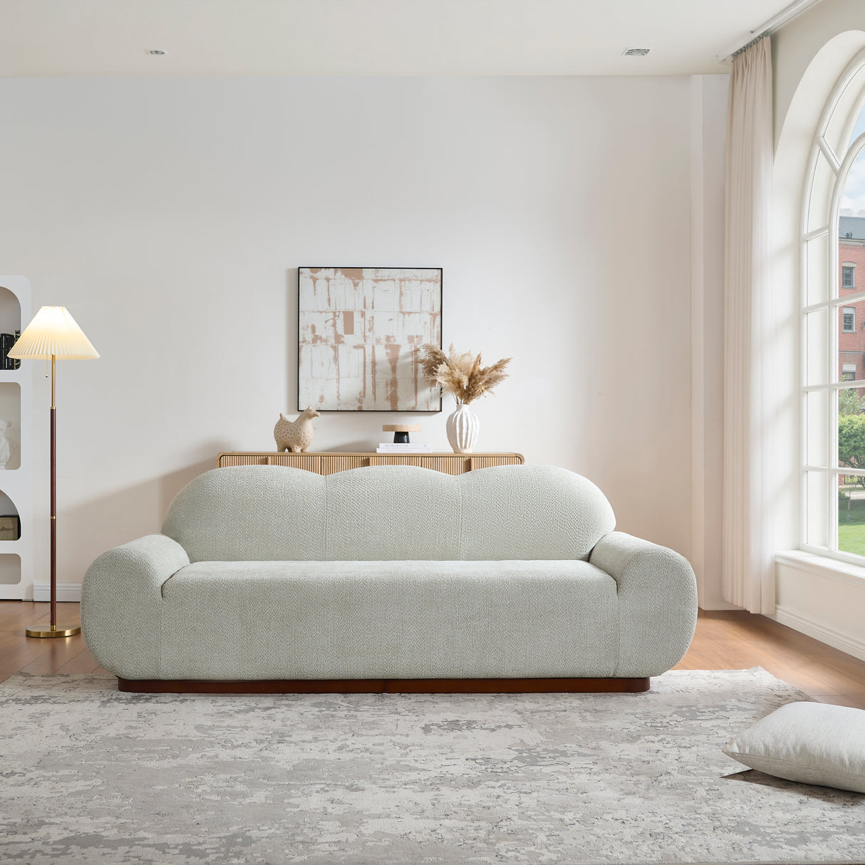 88in Round Arm Cloud Curved 3-Seater Modern Upholstered Boucle Sofa