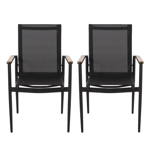 Barrister Dining Chair Set of 2 - Black / Natural