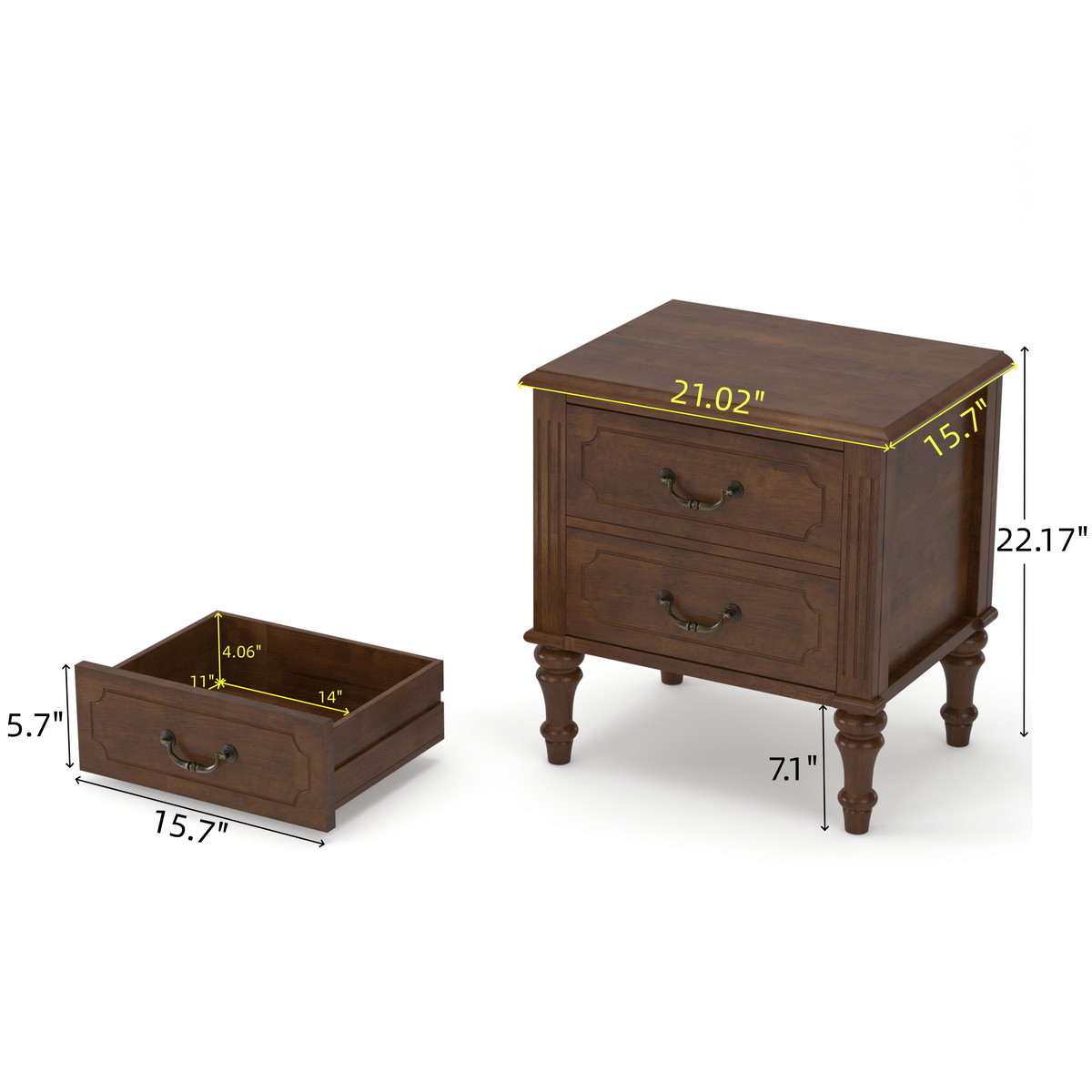 4-Piece King Bedroom Set with Fluted Bed, 2 Nightstands, Bench, Walnut