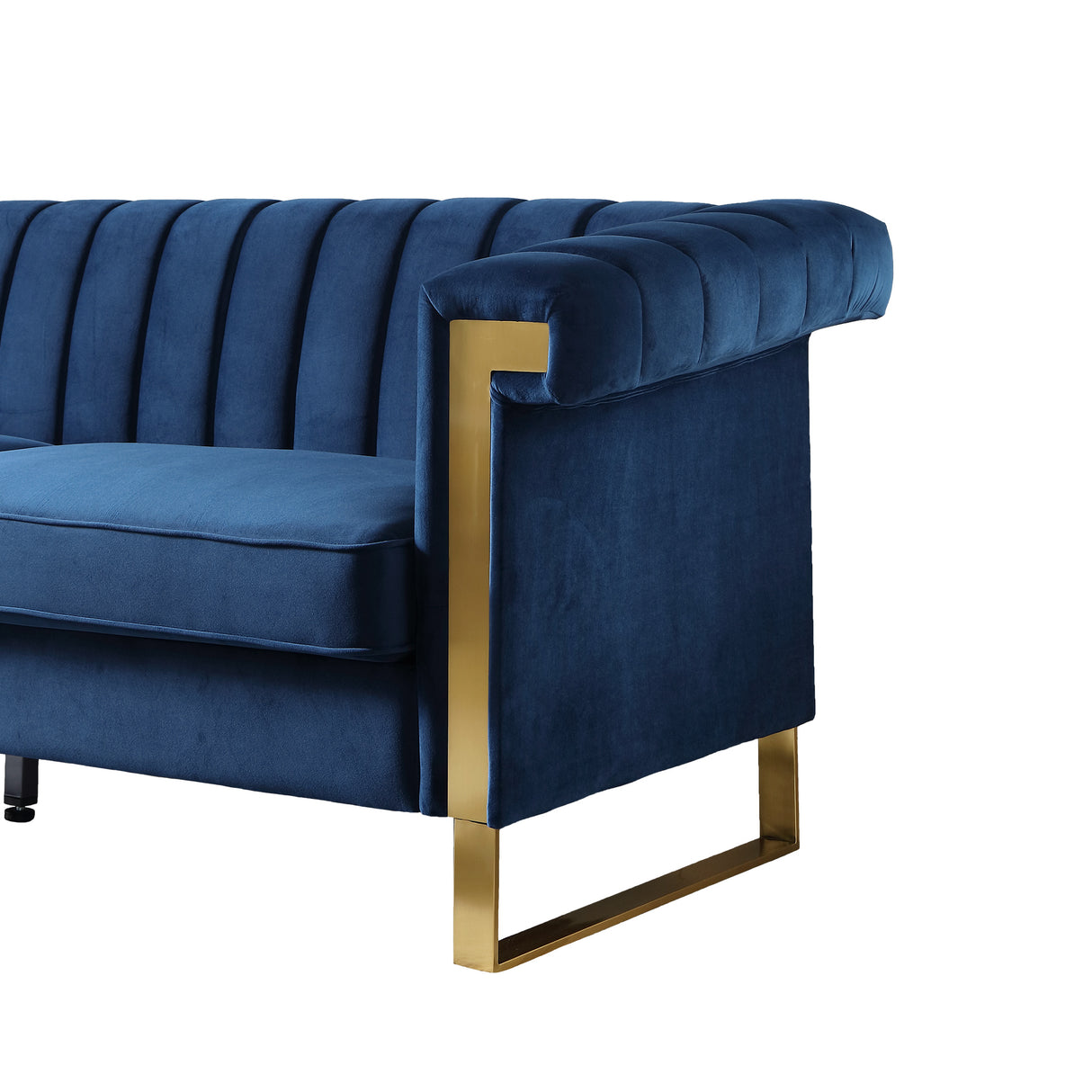 Vintage Blue Velvet 2 Piece Sofa Set