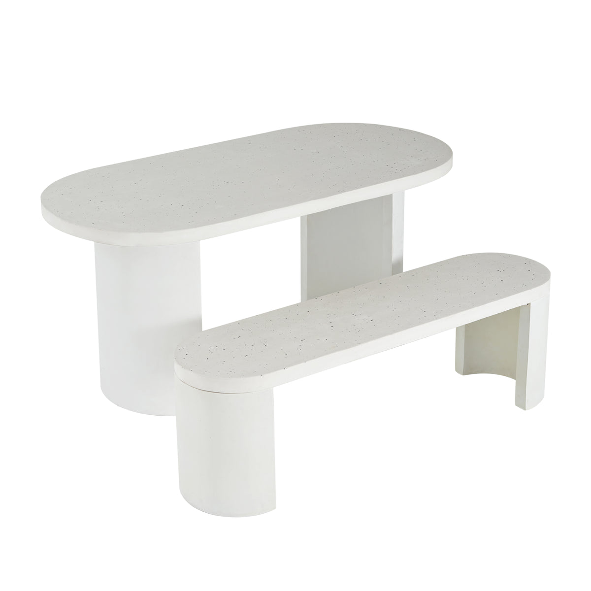 2 PCS Modern Outdoor Concrete Dining Set (1 Table & 1 Bench) - Terrazzo