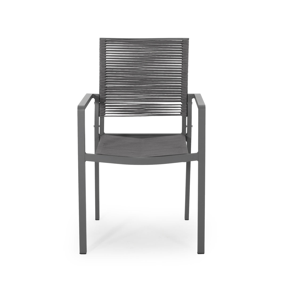 Outdoor Modern Aluminum Dining Chair with Rope Seat (Set of 2)