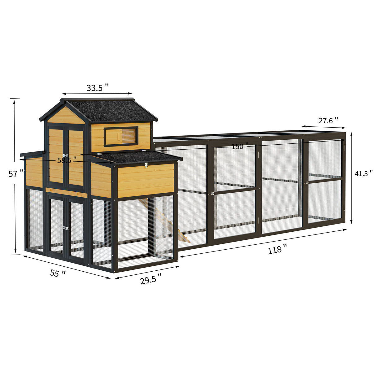 150" Extra Large Wooden Chicken Coop