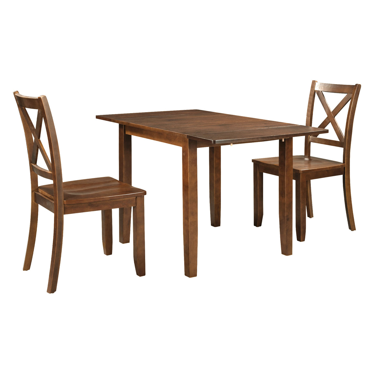 TOPMAX 3-Piece Wood Drop Leaf Breakfast Nook Dining Table Set with 2 X-back Chairs