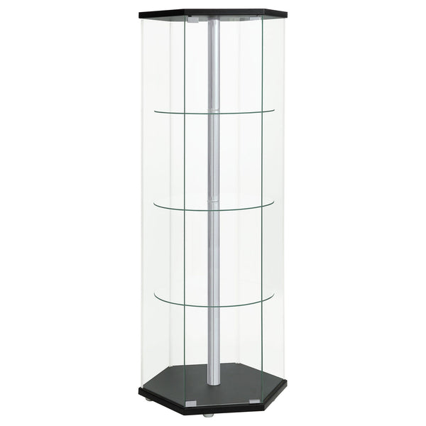 Tenley - 4 Shelf Curio Cabinet With Hexagonal Design