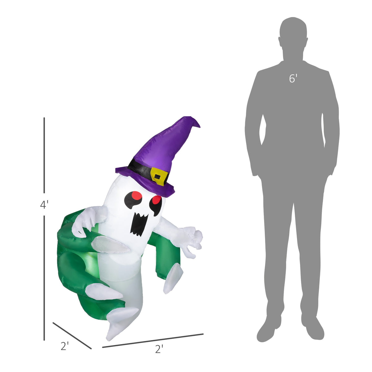 4ft Animated Inflatable Ghost with LED Illumination - view 8